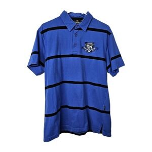 Guinness Irish Rugby Performance Polo Shirt Mens XL (Fits‎ Medium) Blue Striped